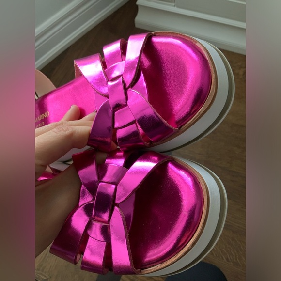 VERDEROSMARINO Barbiecore Metallic Pink Ankle Strap Leather Sandals Women’s SZ 8 - Picture 8 of 15